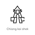 outline chiang kai shek memorial hall vector icon. isolated black simple line element illustration from monuments concept.