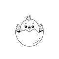 Outline of chicken baby inside egg Royalty Free Stock Photo