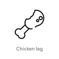 outline chicken leg vector icon. isolated black simple line element illustration from stone age concept. editable vector stroke