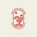 Outline Chicken Rooster restaurant logo design, Vintage chicken icon vector illustration