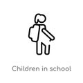 outline children in school vector icon. isolated black simple line element illustration from people concept. editable vector