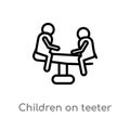 outline children on teeter totter vector icon. isolated black simple line element illustration from people concept. editable