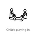 outline childs playing in playgrpound vector icon. isolated black simple line element illustration from people concept. editable