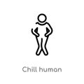 outline chill human vector icon. isolated black simple line element illustration from feelings concept. editable vector stroke