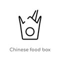 outline chinese food box vector icon. isolated black simple line element illustration from food concept. editable vector stroke Royalty Free Stock Photo