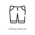 outline chino shorts vector icon. isolated black simple line element illustration from clothes concept. editable vector stroke