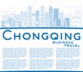 Outline Chongqing Skyline with Blue Buildings and Copy Space.