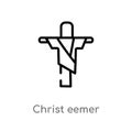 outline christ eemer vector icon. isolated black simple line element illustration from monuments concept. editable vector stroke Royalty Free Stock Photo