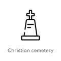 outline christian cemetery vector icon. isolated black simple line element illustration from buildings concept. editable vector Royalty Free Stock Photo