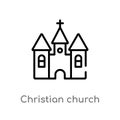 outline christian church vector icon. isolated black simple line element illustration from shapes and symbols concept. editable Royalty Free Stock Photo