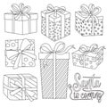 Christmas gift boxes collection for coloring Royalty Free Stock Photo