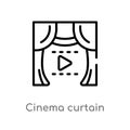 outline cinema curtain vector icon. isolated black simple line element illustration from cinema concept. editable vector stroke