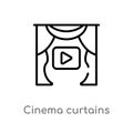 outline cinema curtains vector icon. isolated black simple line element illustration from cinema concept. editable vector stroke Royalty Free Stock Photo