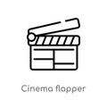 outline cinema flapper vector icon. isolated black simple line element illustration from cinema concept. editable vector stroke