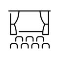 Outline cinema hall monochrome simple icon vector cinematography auditorium with stage seat chair