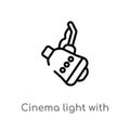 outline cinema light with cable vector icon. isolated black simple line element illustration from technology concept. editable Royalty Free Stock Photo