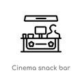 outline cinema snack bar vector icon. isolated black simple line element illustration from cinema concept. editable vector stroke Royalty Free Stock Photo