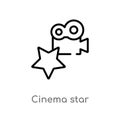 outline cinema star vector icon. isolated black simple line element illustration from user interface concept. editable vector Royalty Free Stock Photo