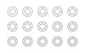 Outline circle chart. Round structure template with elements. Circular section graph. Pie diagram divided into pieces