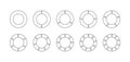 Outline circle section template. Circular structure chart. Set schemes with sectors. Ring graph divided into pieces