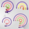 Outline circular infographic with central element. Chart, diagram, scheme, graph with 5, 6 steps, options, parts, processes with a