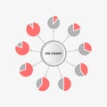 Outline circular infographic with central element. Chart, diagram, scheme, graph with 9 steps.