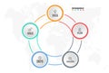 Outline circular infographic. Minimalistic diagram, chart, graph with 5 steps. Vector design element.