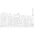 Outline of cityscape Honfleur, illustration