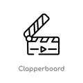 outline clapperboard vector icon. isolated black simple line element illustration from electronic stuff fill concept. editable