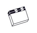 Outline clapperboards in foreshortening. The director's clapper board is closed. Vector illustration of a tool for