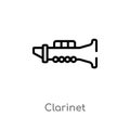 outline clarinet vector icon. isolated black simple line element illustration from music concept. editable vector stroke clarinet Royalty Free Stock Photo