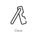 outline clave vector icon. isolated black simple line element illustration from music concept. editable vector stroke clave icon