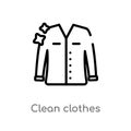 outline clean clothes vector icon. isolated black simple line element illustration from cleaning concept. editable vector stroke Royalty Free Stock Photo