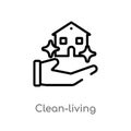 outline clean-living vector icon. isolated black simple line element illustration from cleaning concept. editable vector stroke Royalty Free Stock Photo