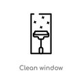 outline clean window vector icon. isolated black simple line element illustration from cleaning concept. editable vector stroke Royalty Free Stock Photo