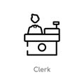 outline clerk vector icon. isolated black simple line element illustration from job profits concept. editable vector stroke clerk Royalty Free Stock Photo