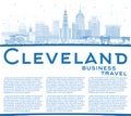 Outline Cleveland Ohio City Skyline with Blue Buildings and Copy Space