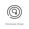 outline clockwise drawn arrow vector icon. isolated black simple line element illustration from user interface concept. editable