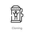 outline cloning vector icon. isolated black simple line element illustration from future technology concept. editable vector Royalty Free Stock Photo