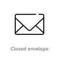 outline closed envelope vector icon. isolated black simple line element illustration from education concept. editable vector Royalty Free Stock Photo