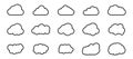 Outline cloud icons set. Linear cloud shape collection. Weather symbol in line style. Outline collection in bubble style. Vector