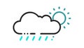 Outline Cloud with Sun and Rain Drops Icon, vector design Generative AI Royalty Free Stock Photo