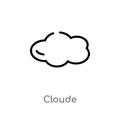 outline cloude vector icon. isolated black simple line element illustration from weather concept. editable vector stroke cloude Royalty Free Stock Photo