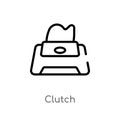 outline clutch vector icon. isolated black simple line element illustration from luxury concept. editable vector stroke clutch Royalty Free Stock Photo
