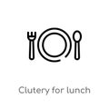 outline clutery for lunch vector icon. isolated black simple line element illustration from airport terminal concept. editable