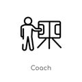 outline coach vector icon. isolated black simple line element illustration from football concept. editable vector stroke coach