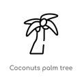 outline coconuts palm tree of brazil vector icon. isolated black simple line element illustration from culture concept. editable