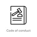 outline code of conduct vector icon. isolated black simple line element illustration from gdpr concept. editable vector stroke