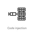 outline code injection vector icon. isolated black simple line element illustration from cyber concept. editable vector stroke