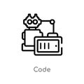 outline code vector icon. isolated black simple line element illustration from artificial intelligence concept. editable vector